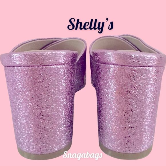 SHELLYS LONDON DANI NIB METALLIC PINK CROSSOVER MULE GLITTER SPARKLE SHOE 8 - Picture 4 of 6